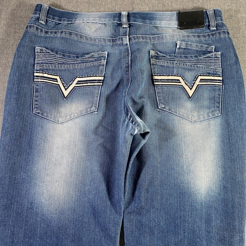 MECCA‎ Mens Blue Baggy Wide Leg Distressed Denim Jeans Size 40x32 Relaxed Fit